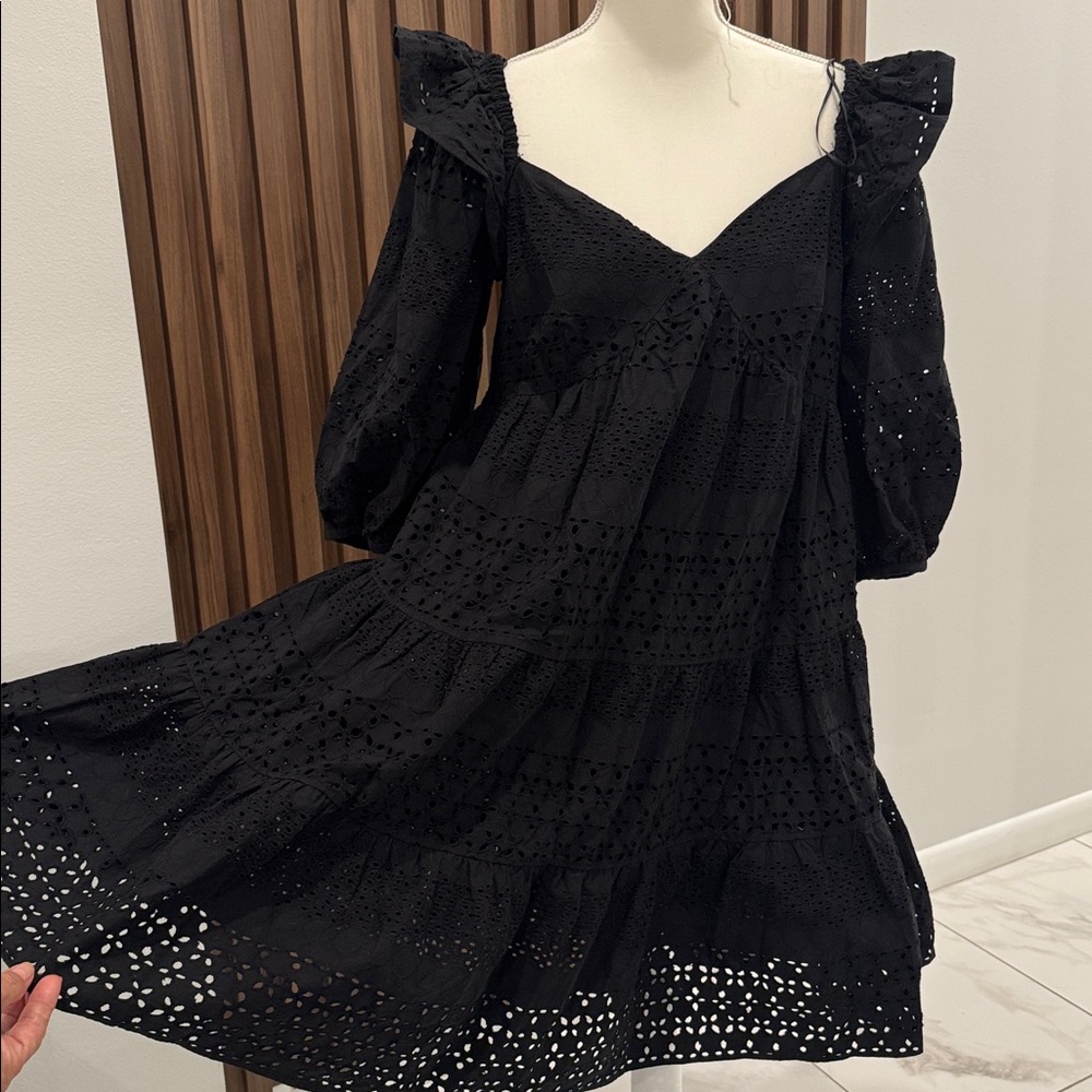 Gibson Latimer Black Eyelet High-Low Dress